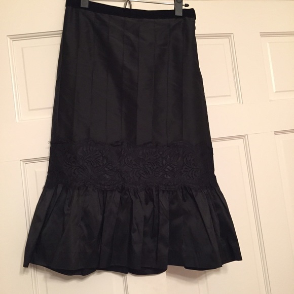 Black Silk and Lace Ann Taylor Skirt