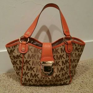 Michael Kors handbag tan with orange trim