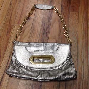 BCBGMAXAZRIA Metallic purse w/ gold hardware