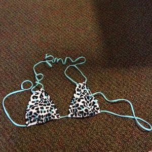 Tiffany blue cheetah print bikini top
