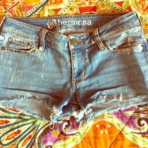 Paint Splattered Distressed Shorts