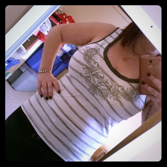 White and gray striped tank top