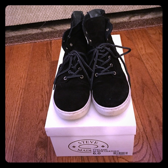 Steve Madden TYELAND black leather sneakers