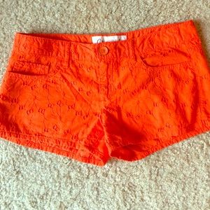 Eyelet Orange Shorts