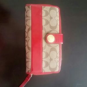 COACH red and tan wallet (100% authentic)