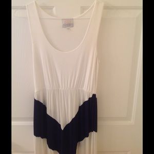 Navy and white chevron maxi dress