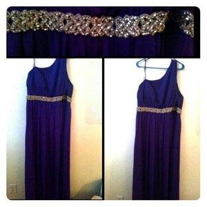 Purple prom dress.