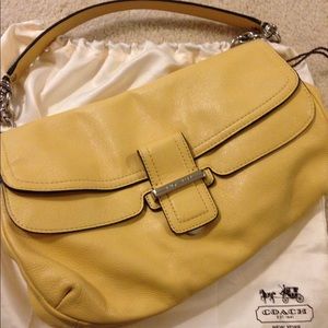 Authentic Coach yellow leather shoulder bag
