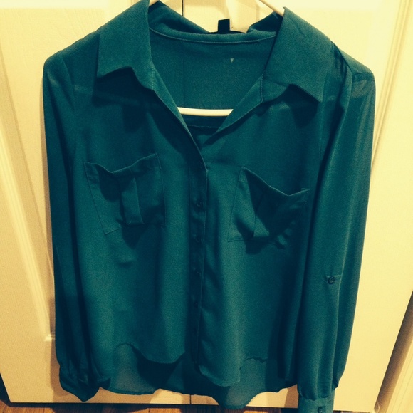 Blue button down blouse