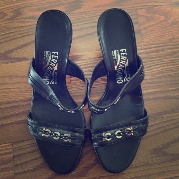 Ferragamo Open Toe Heel Slipper 7.5 - Picture 1 of 4
