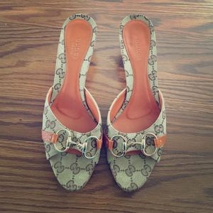 Gucci Open Toe Heel Slipper 7.5B