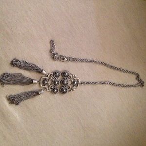 Long silver necklace