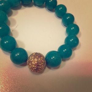 Stella and Dot Green Stone Stretch Beaded Bracelet