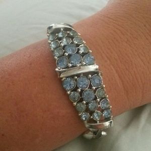 Vintage Silver tone blue crystal bracelet