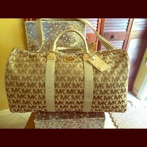 MK Beige Monogram Weekender duffel bag
