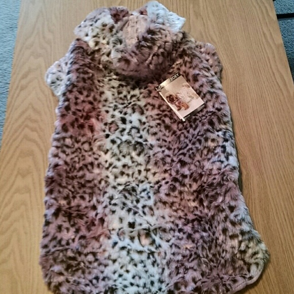 NWT pet pink leopard fur coat