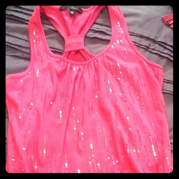 Pink sequin tank top