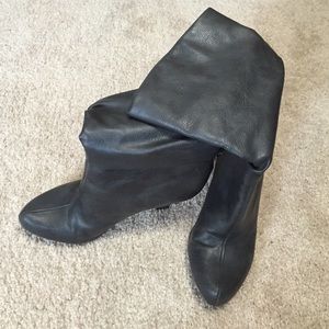 Dark grey leather boots