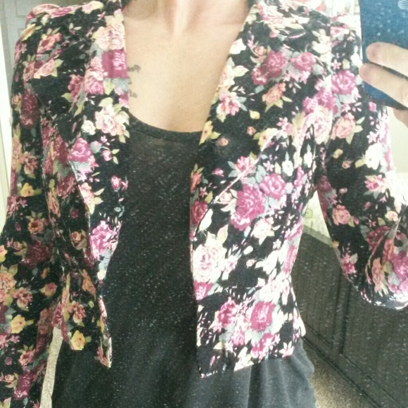 Cord floral blazer