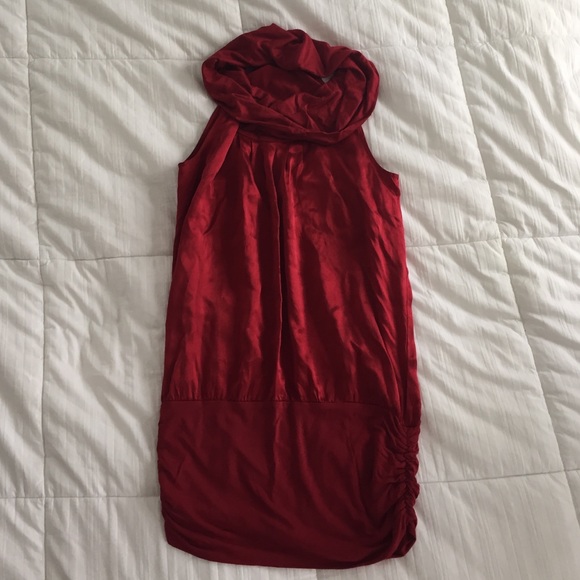Red sleeveless silk top