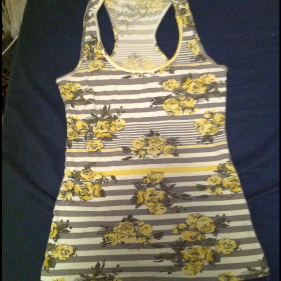 Racer back cute grey and yellow tank