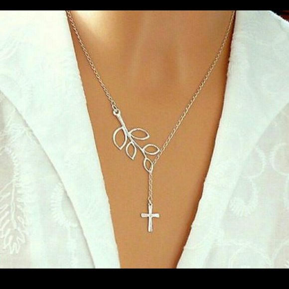 Olive branch with Cross necklace
