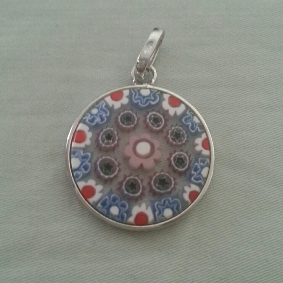 Sterling Silver mosaic glass pendant