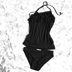 Michael Kors cascading black ruffle 2 piece