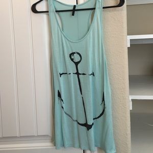 Turquoise Anchor Racerback