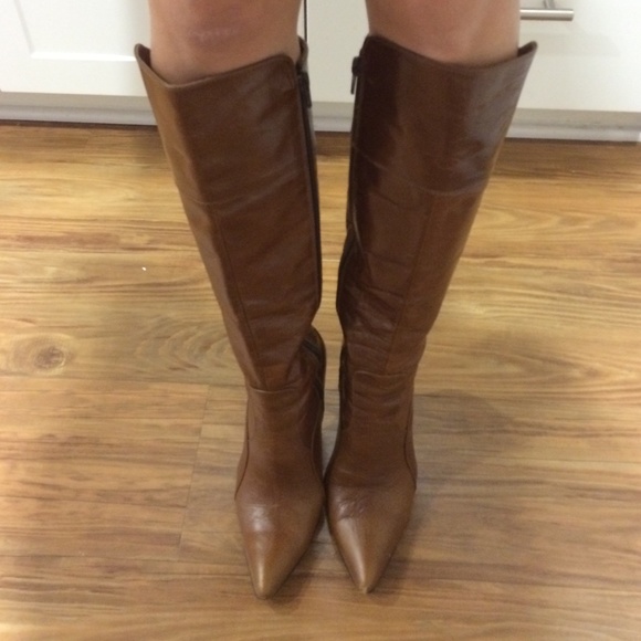 Brown leather boots