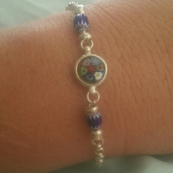 Sterling Silver mosaic and chevron bracelet
