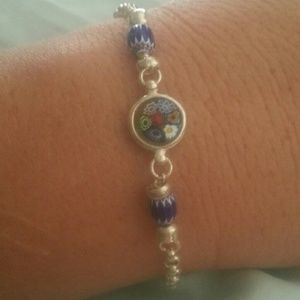 Sterling Silver mosaic and chevron bracelet