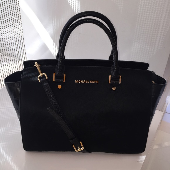 Michael Kors black hair-calf Selma