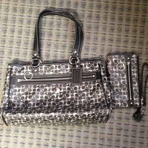 Authentic black/grey Coach purse w/wallet