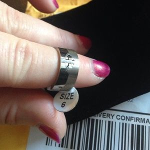 Tungston and Sterling silver Cross ring size 6
