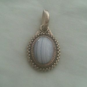 Sterling Silver blue lace agate pendant