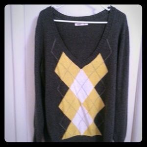 Gray argyle sweater