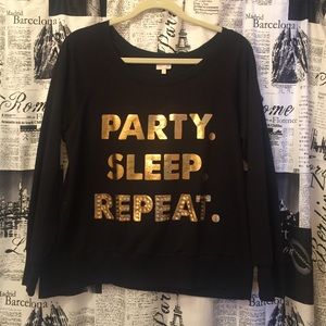 Black long sleeve shirt with quote