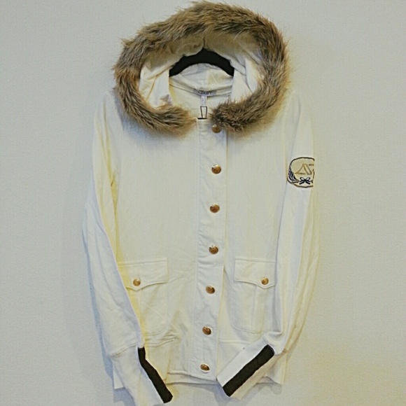 Military Style Cotton Faux Fur Hoodie
