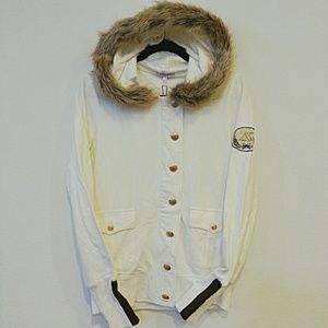 Military Style Cotton Faux Fur Hoodie