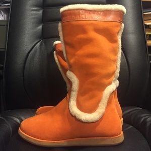 orange winter boots