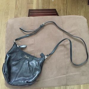 Authentic black leather coach bag