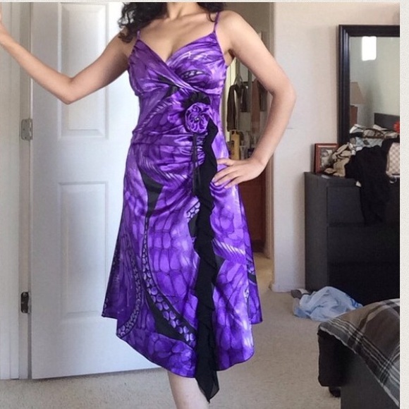 Purple black satin dress - Picture 2 of 2