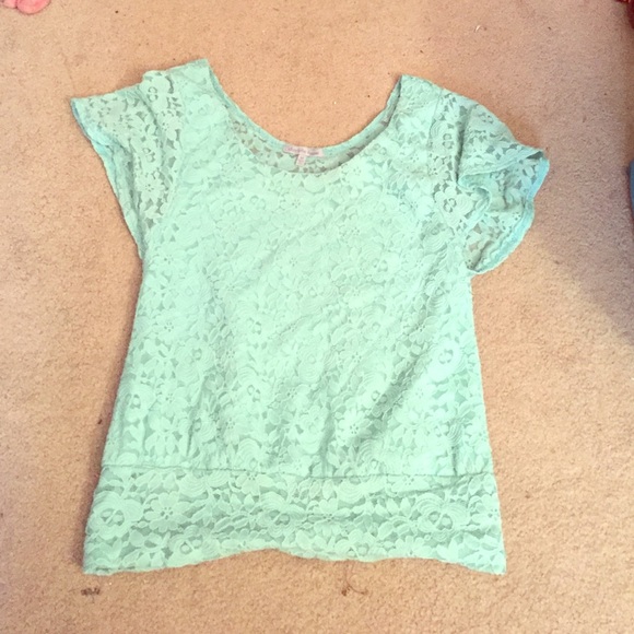 mint blue lace shirt