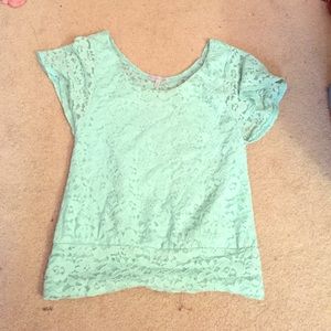 mint blue lace shirt