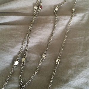 Silver necklace with rhinestone accents