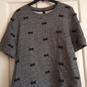 J Crew bow short sleeve sweat shirt