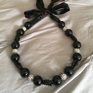 Black and rhinestone STATEMENT necklace