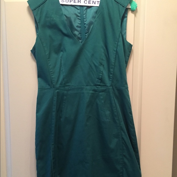 Dark green classy work dress.