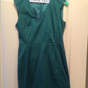 Dark green classy work dress.